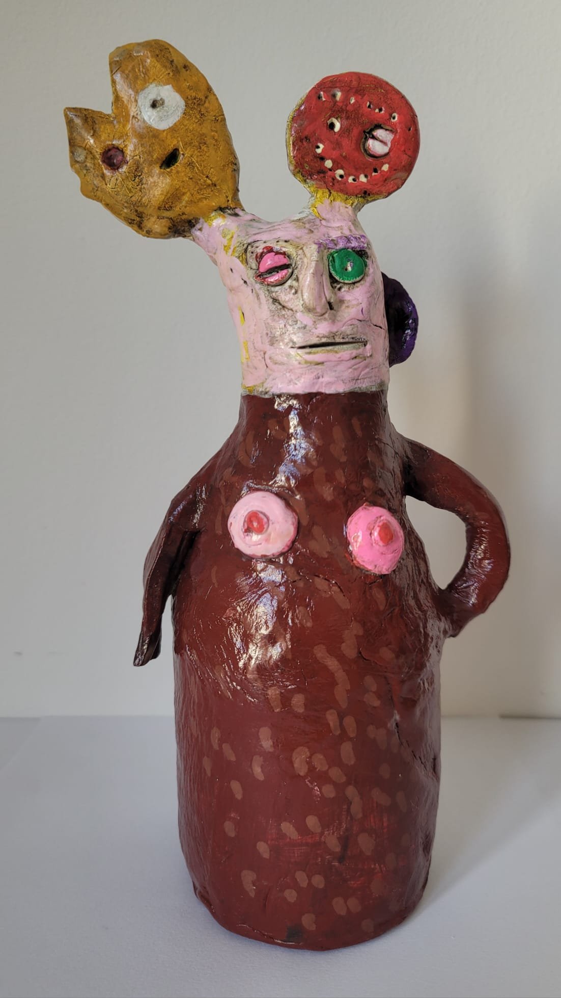 Vic Acid (two sides) 2026 clay and mixed media 6"x9" (15x23cm)