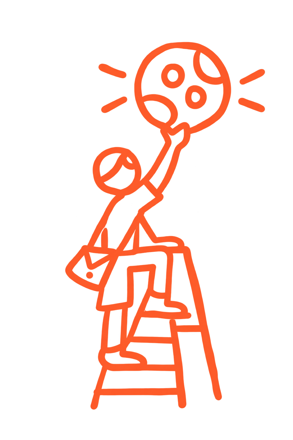 Illustration of a person watching a screen, with speech bubbles indicating communication or emotion, in a stylized, orange-colored design.