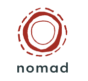 Logo with red concentric circles and the word 'nomad' underneath.