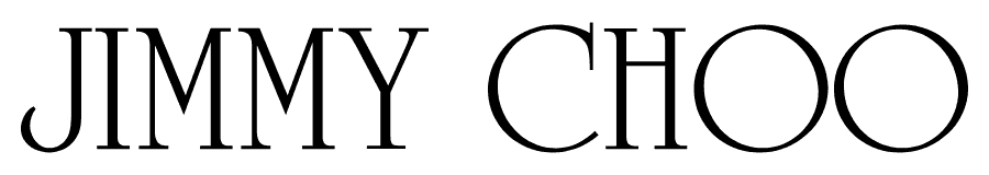 Text logo that says 'JIMMY CHOO' in black, outlined letters on a white background.