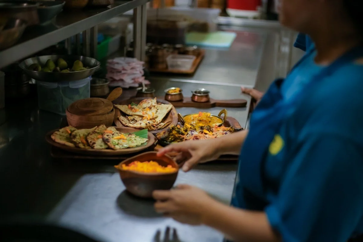Indian dishes being served at a restaurant in Gili Trawangan