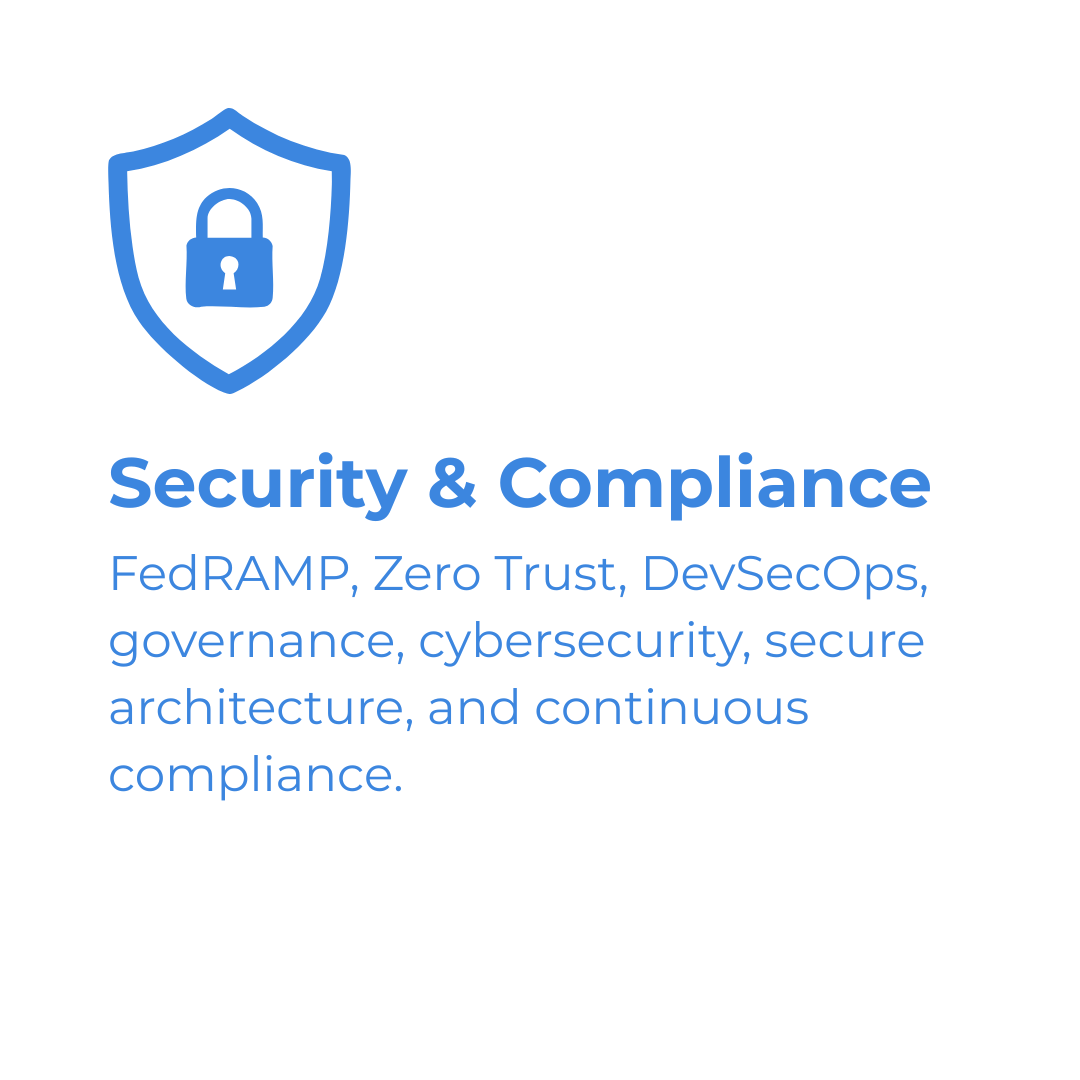 FedRAMP, Zero Trust, DevSecOps, governance, cybersecurity, secure architecture, and continuous compliance.