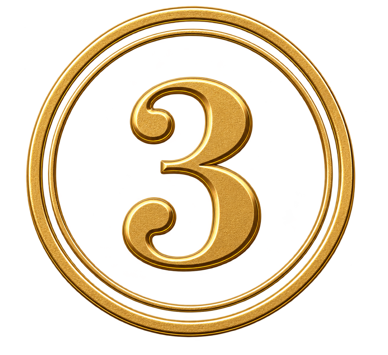 Gold coin with the number 3 on it, placed over a red background.