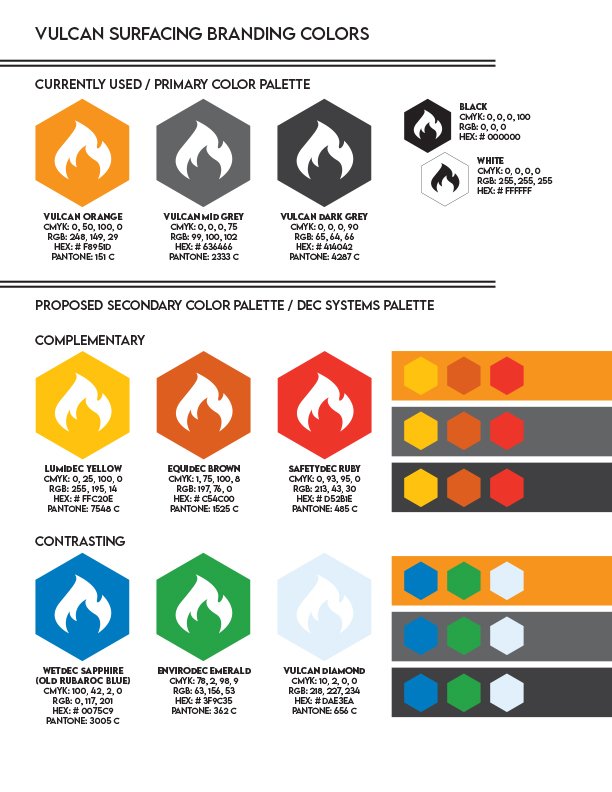 Vulcan Surfacing Branding Colors