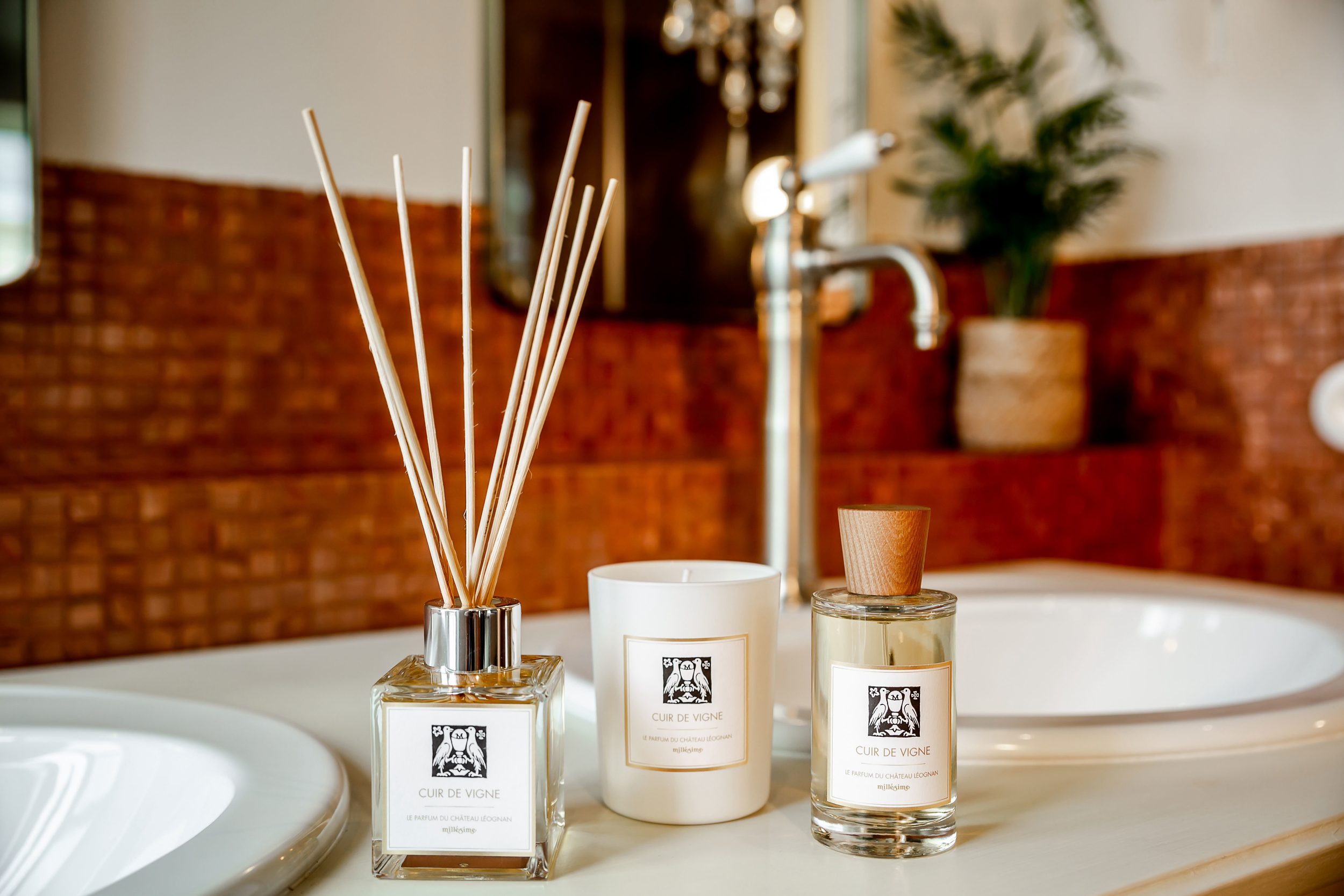 Léognan - La fragrance originale de la Maison déclinée en bougie, spray et diffuseur.