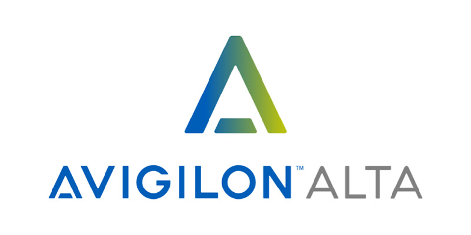 Logo of Avigilon Alta with a stylized 'A' symbol in blue and green, and the company name below in blue and gray text.