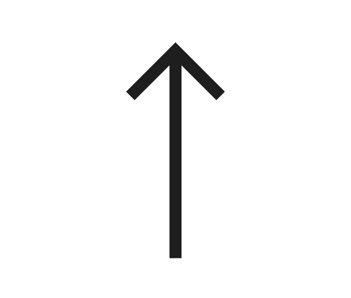 A vertical arrow pointing upward, with a circle below it containing four smaller arrows pointing in different directions.