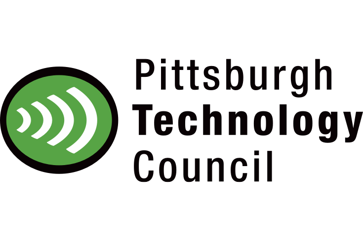Logo of the Pittsburgh Technology Council featuring green sound wave icon and black text.