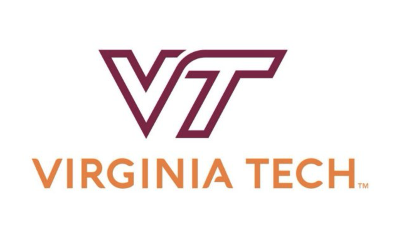 Virginia Tech logo with stylized VT initials and the words 'Virginia Tech' in orange below.