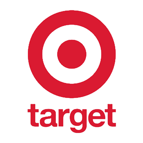 Target logo with a red circle and the word 'target' in red lowercase letters underneath.