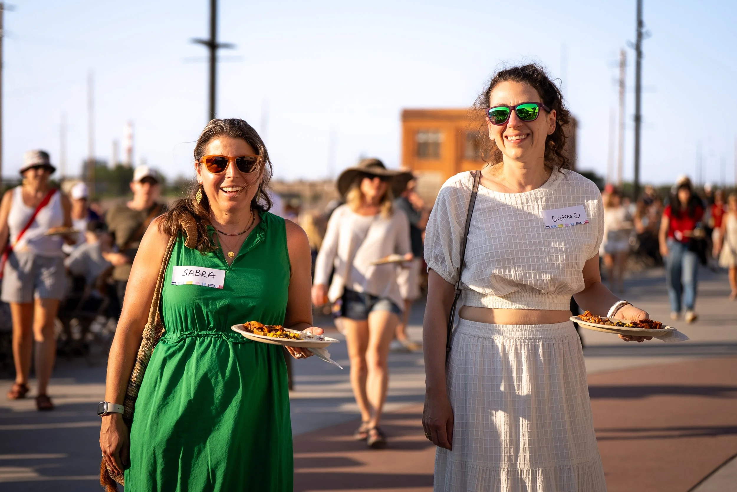Guests using Terravive compostable plates at the Mile Long Table event in Denver
