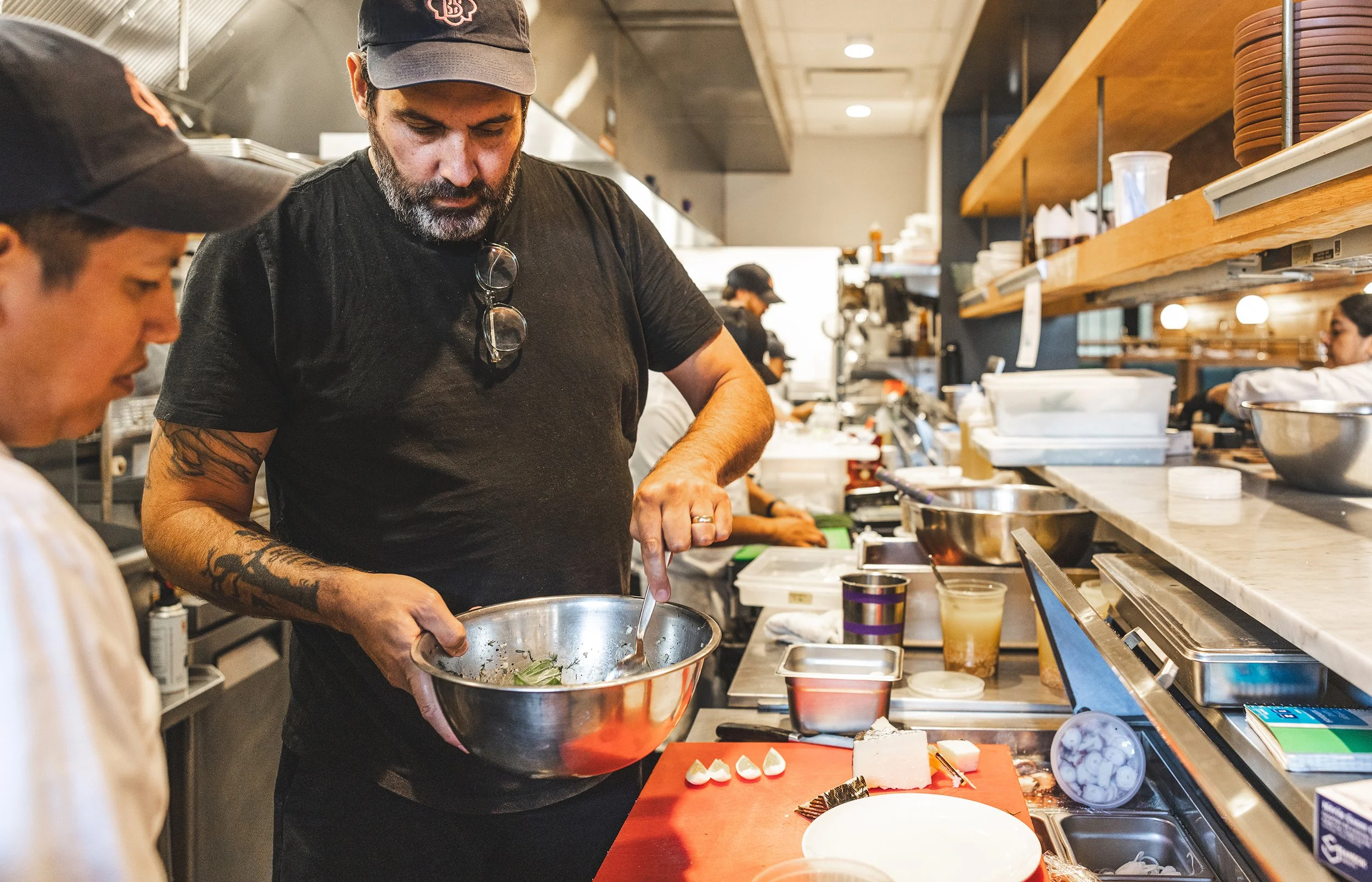 Chef Fernando working in a commercial kitchen with Terravive foodservice products