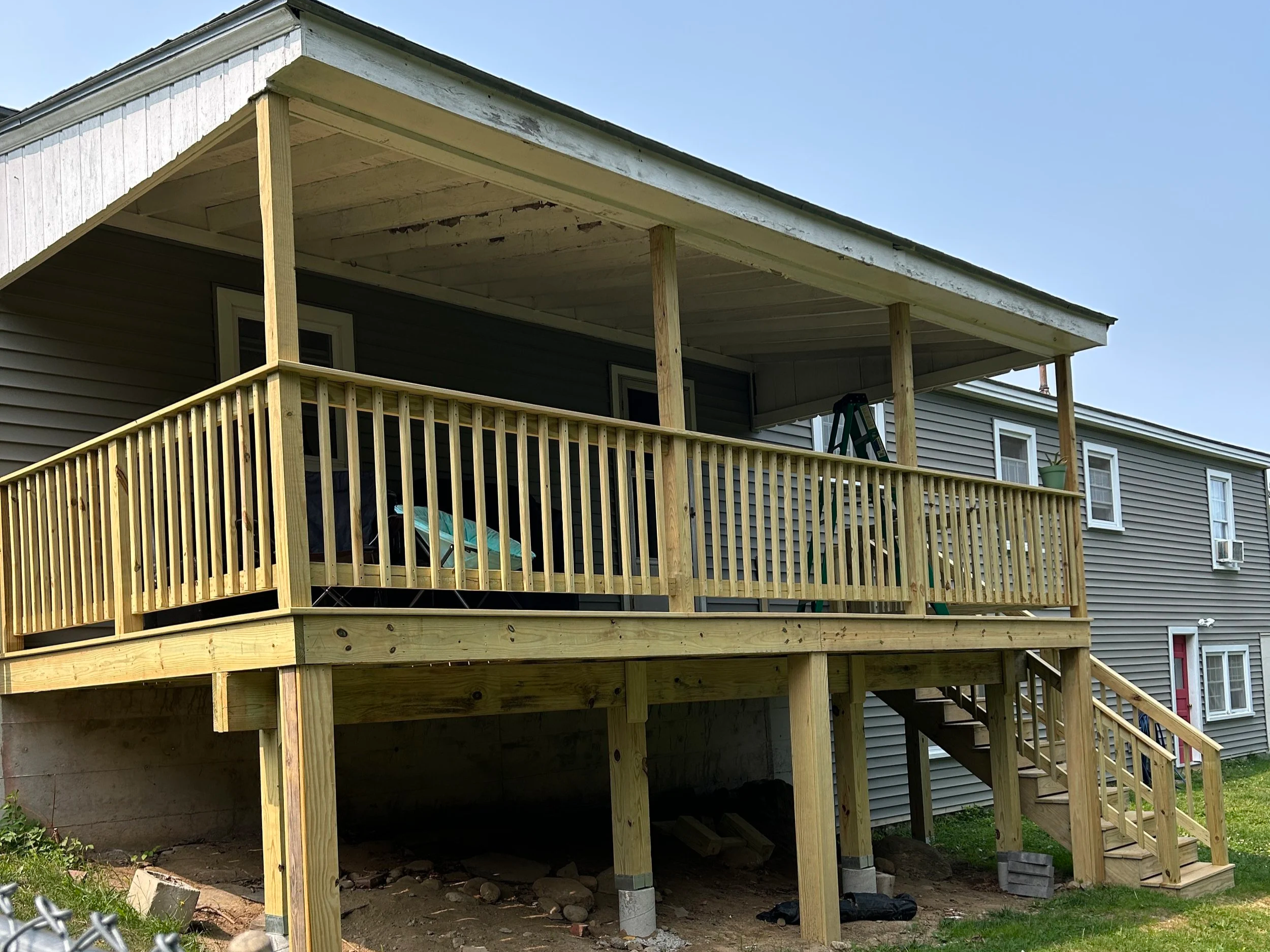 Avex Custom Homes, Deck Renovation, Deck Railings, Deck Staircase, Maine Build, Custom Builder