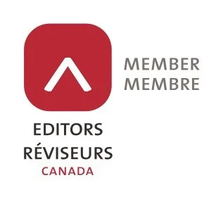 Editors Canada icon with red background and white upward arrow, text indicating 'Member' in English and French, and 'Editors' with Canadian origin.