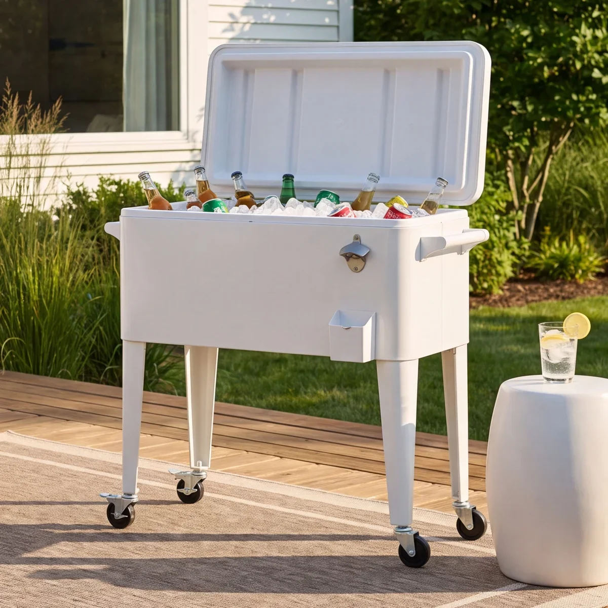 White Rolling Cooler Rental