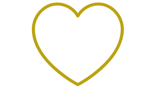 A gold outline of a heart on a black background.