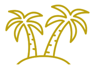 Two yellow palm trees on a small hill.