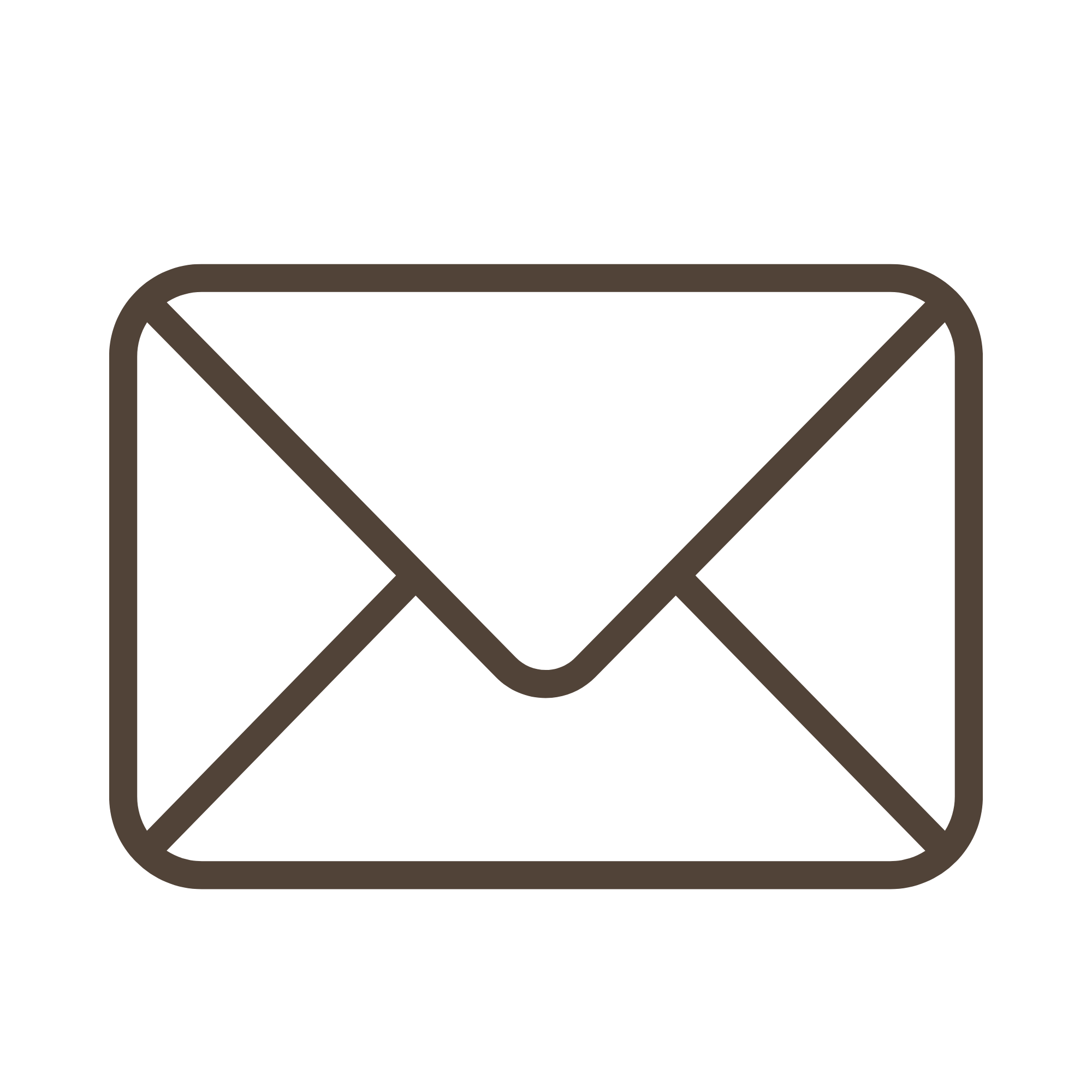 Outline of an envelope icon on a black background.