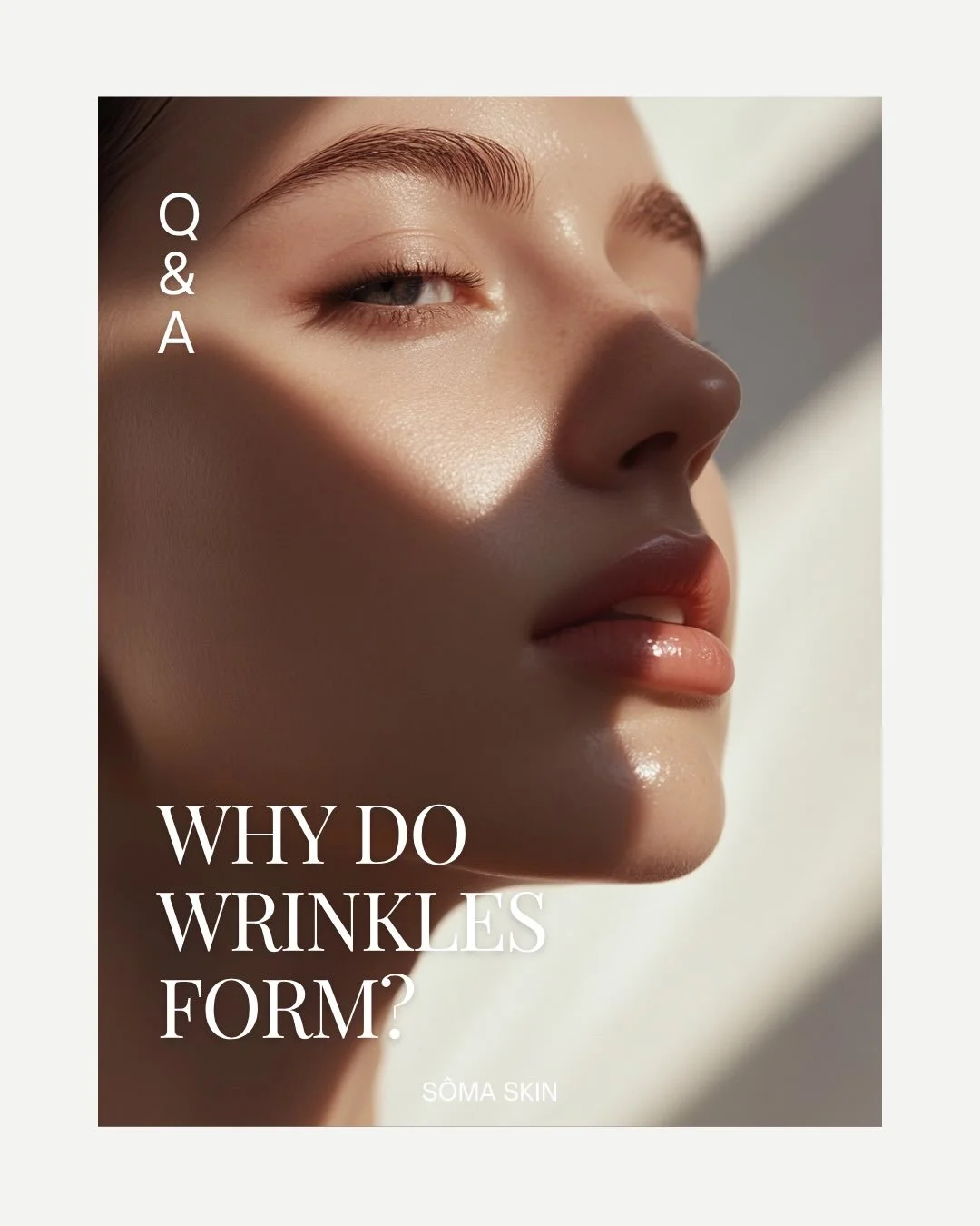 Why do wrinkles form?

Wrinkles aren&rsquo;t caused by just one thing. They&rsquo;re the result of facial movement, collagen and elastin loss, and environmental factors working together over time.

* Facial expressions repeatedly fold the skin
* Coll