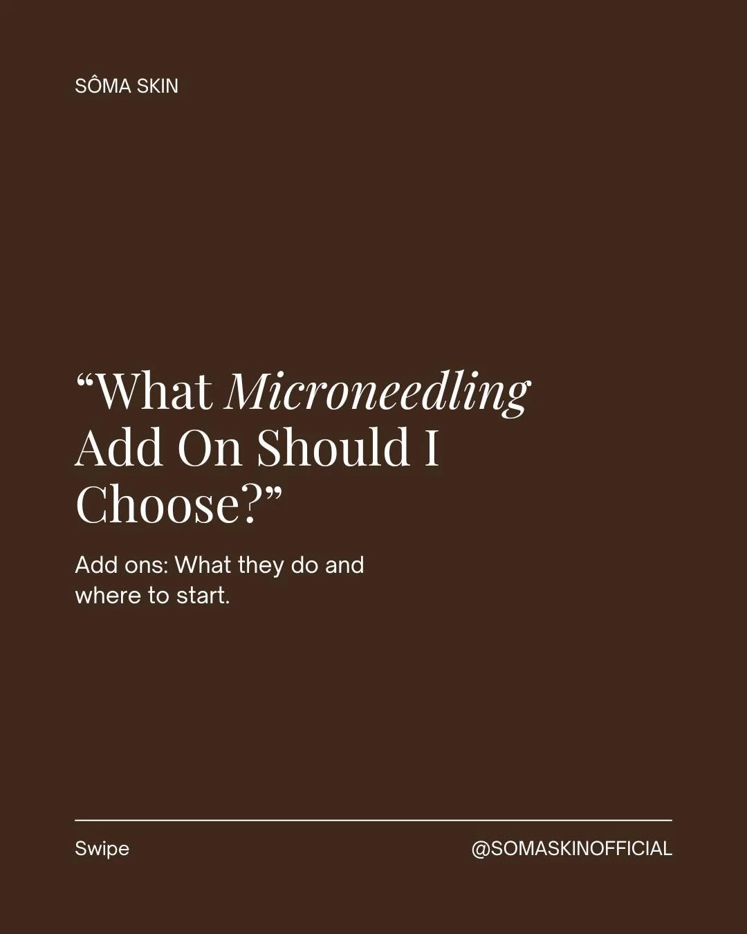 Elevate your microneedling results.

Our signature add-ons are designed to target your unique skin concerns, from deep hydration and luminosity to advanced rejuvenation and collagen renewal.

Swipe to discover your ideal treatment pairing.

Book a co