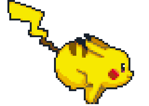 Pixel art illustration of Pikachu, a yellow electric mouse Pokémon.
