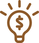 Icône d'une ampoule avec un symbole de dollar à l'intérieur, représentant une idée ou innovation liée à l'argent.