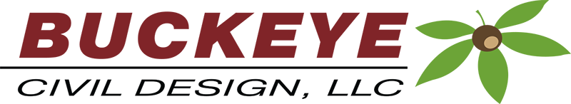 Logo for Buckeye Civil Design, LLC featuring the company name with a green leaf or flower graphic.