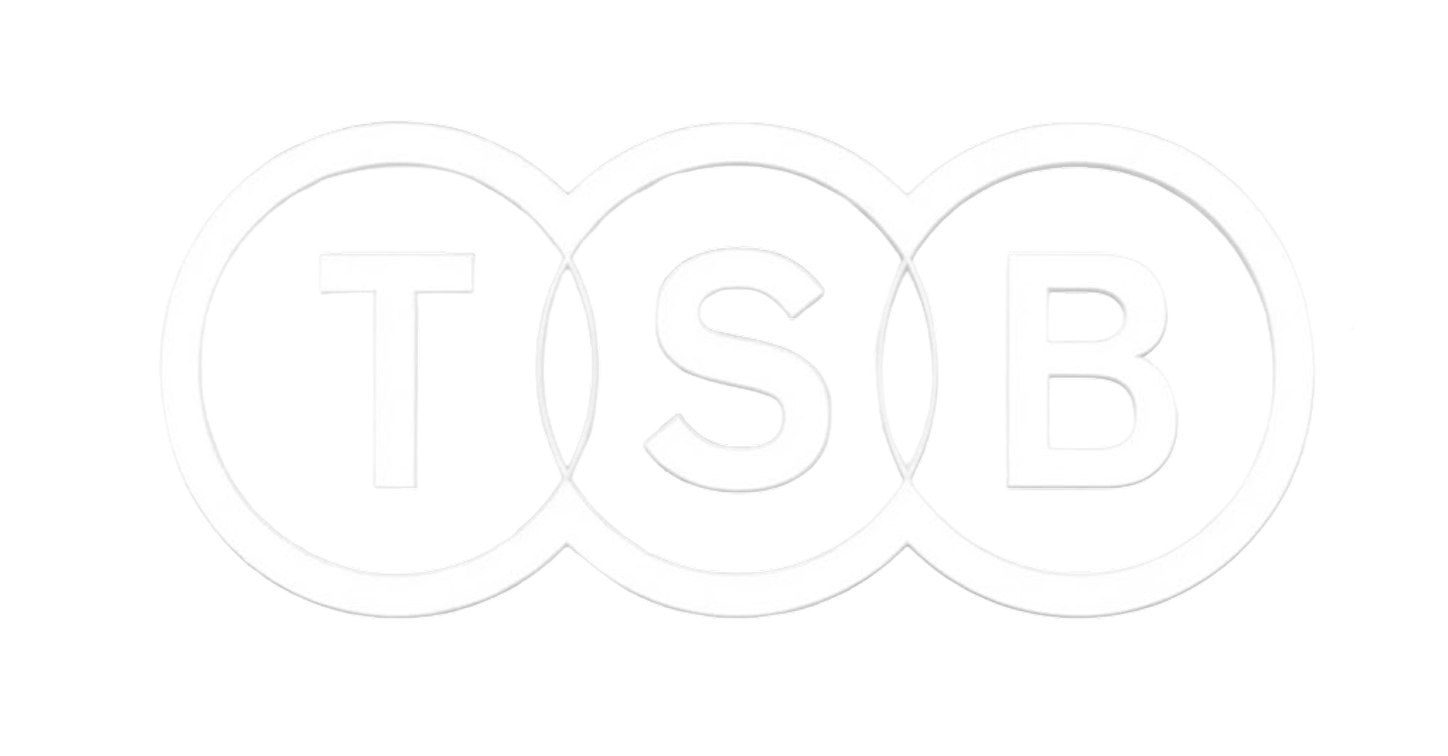 Neon sign with three overlapping circles containing the letters T, S, and B.