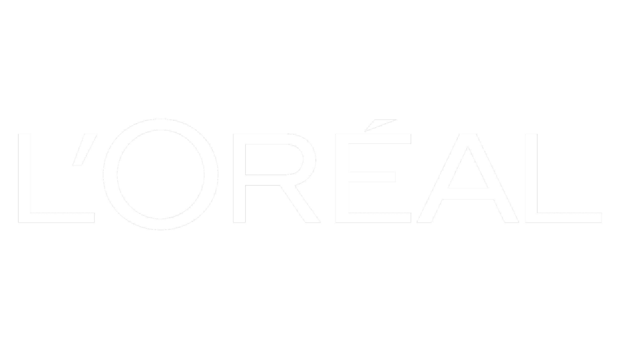 Black background with the word 'L'OREAL' written in large white letters.