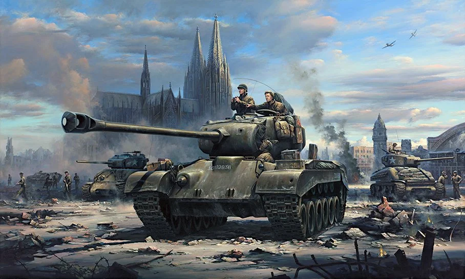 "Spearhead" by Gareth Hector shows Bob Earley, Clarence Smoyer, and "Eagle 7" in Cologne. Available hand-signed by Clarence, click the art to learn more.