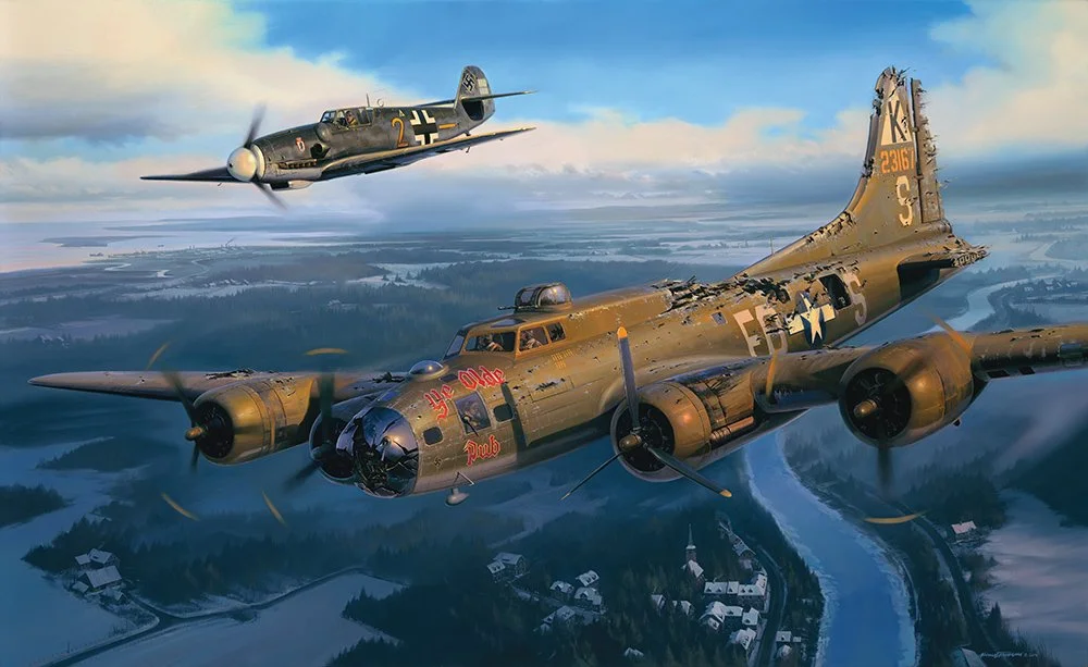 "The Guardian" by Nicolas Trudgian shows Franz & Charlie on December 20, 1943. Available with the autographs of Franz & Charlie. Click the art to learn more.