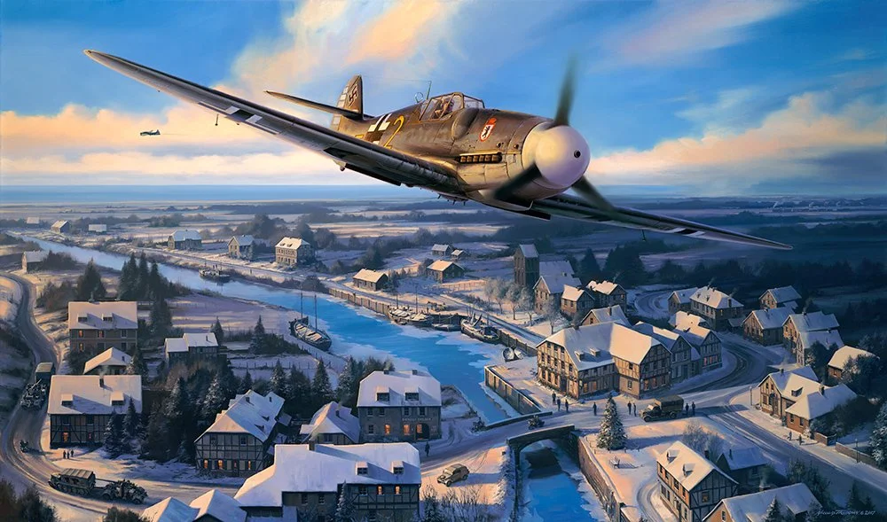 "The Guardian Returns" by Nicolas Trudgian shows Franz over the German coast after the encounter. Available with the autographs of Franz & Charlie. Click the art to learn more.