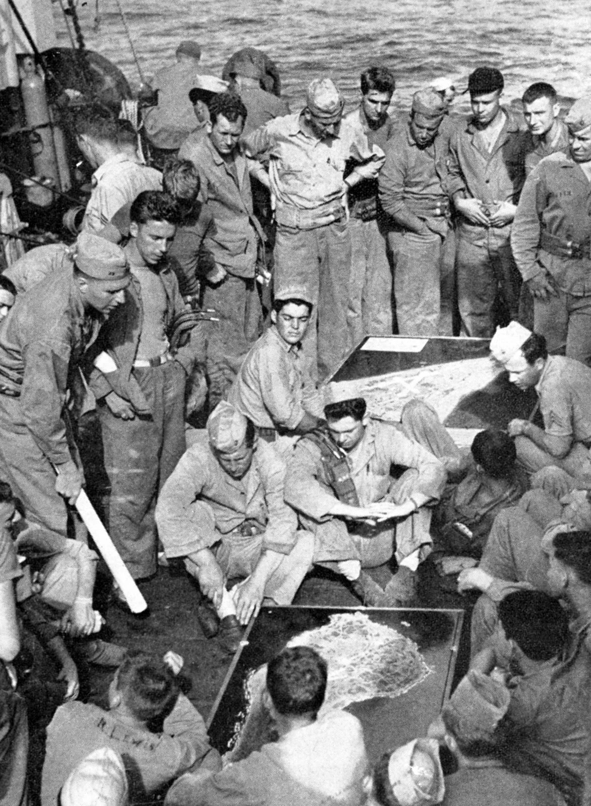 Marines ready for the invasion of Iwo Jima