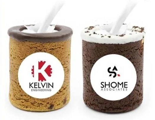 Photo of custom branded Dirty Cookie edible shot glasses.