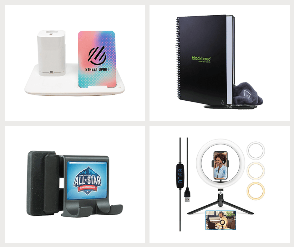 All-in-one charging station, Rocketbook e-journal, ring light, phone holder