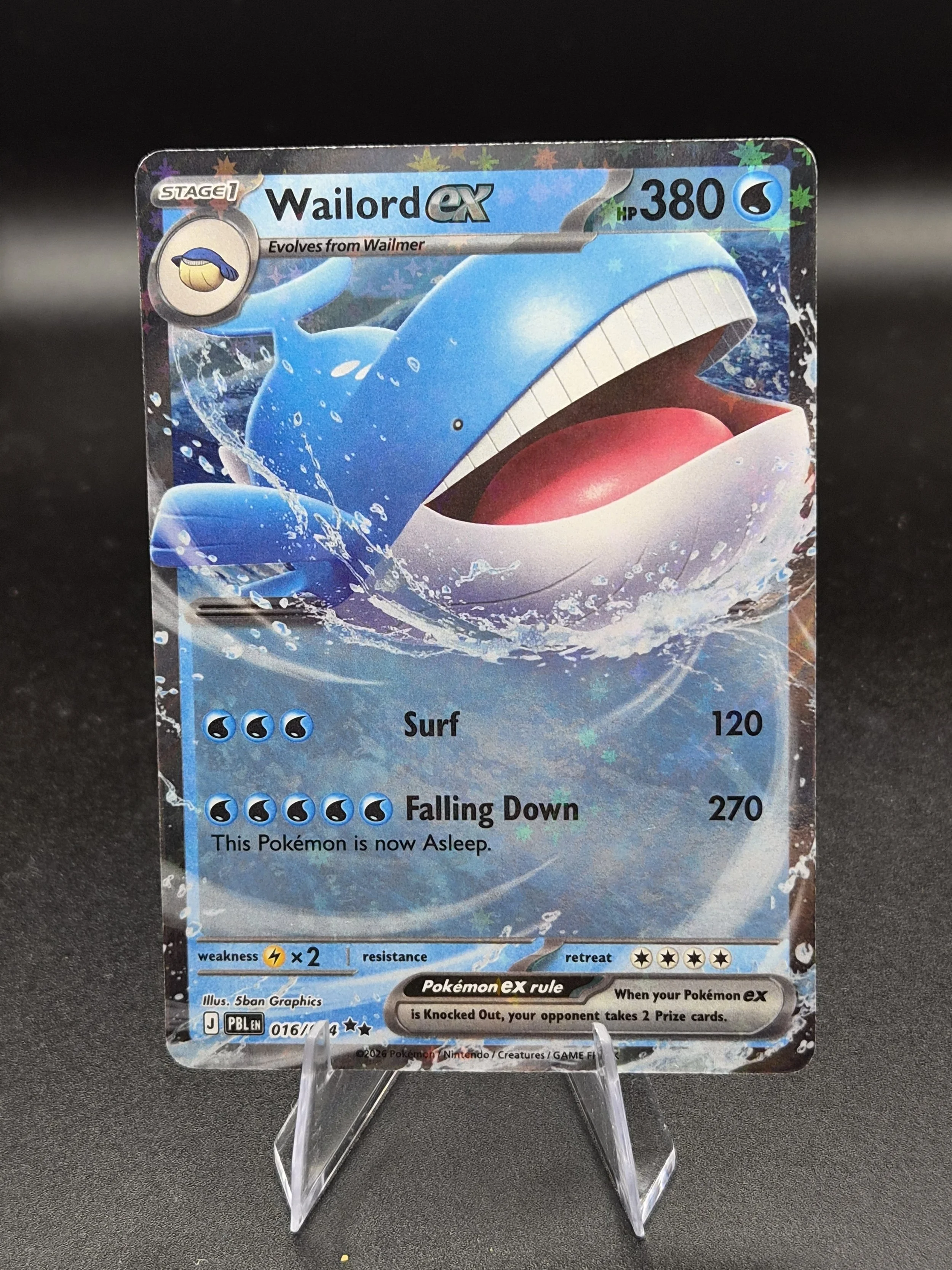 Wailord ex 016/084 Pitch Black Double Rare Holo Pokémon Card