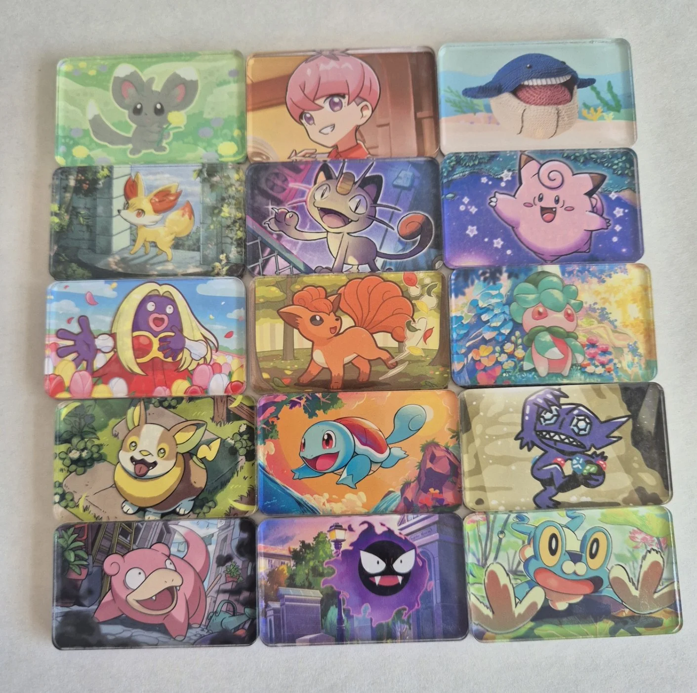Handmade upcycled Pokémon card-art magnets