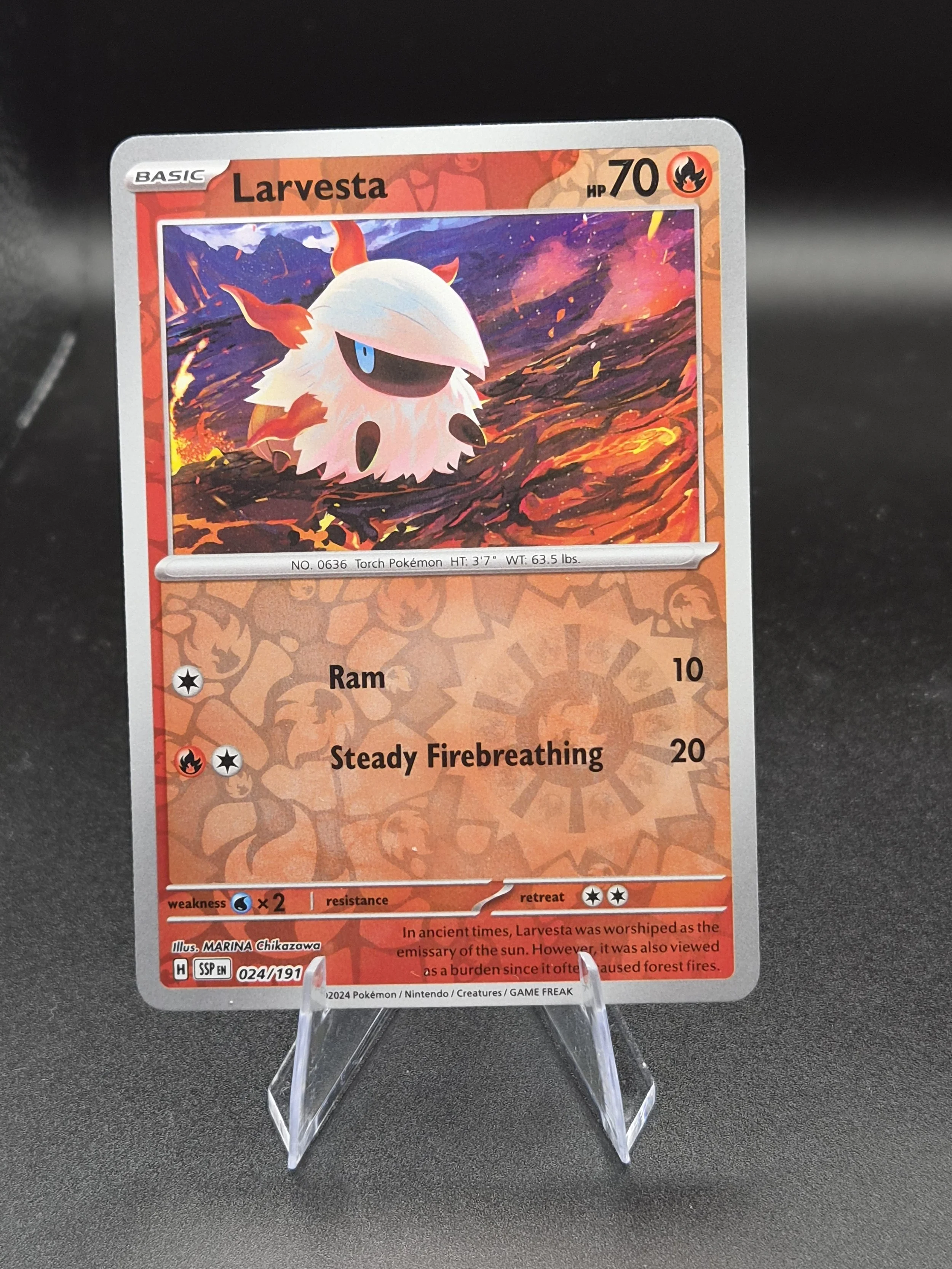 Larvesta 024/191 Surging Sparks Reverse Holo Pokémon Card