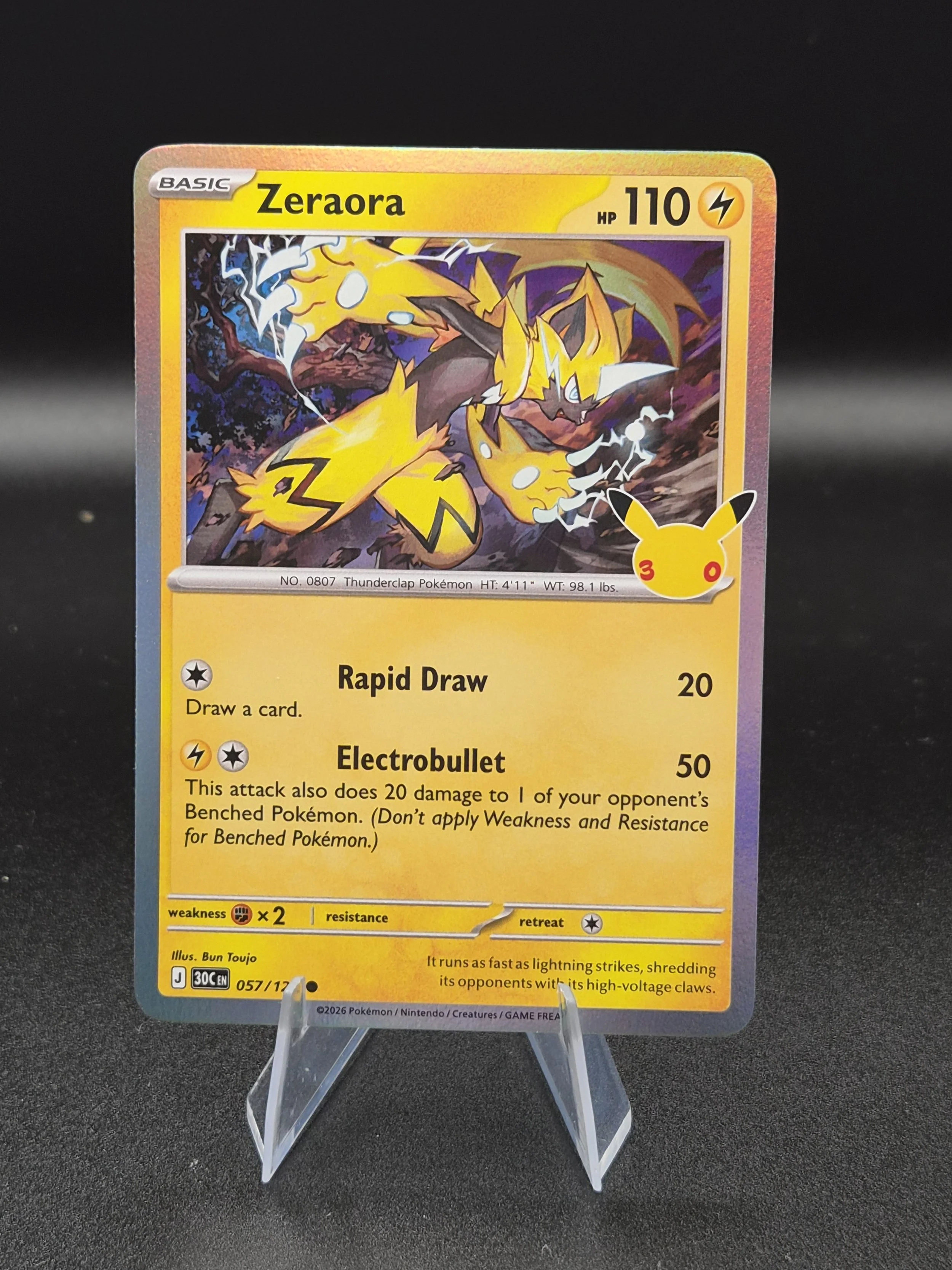 Zeraora 057/128 30th Celebration English Holo Pokémon Card