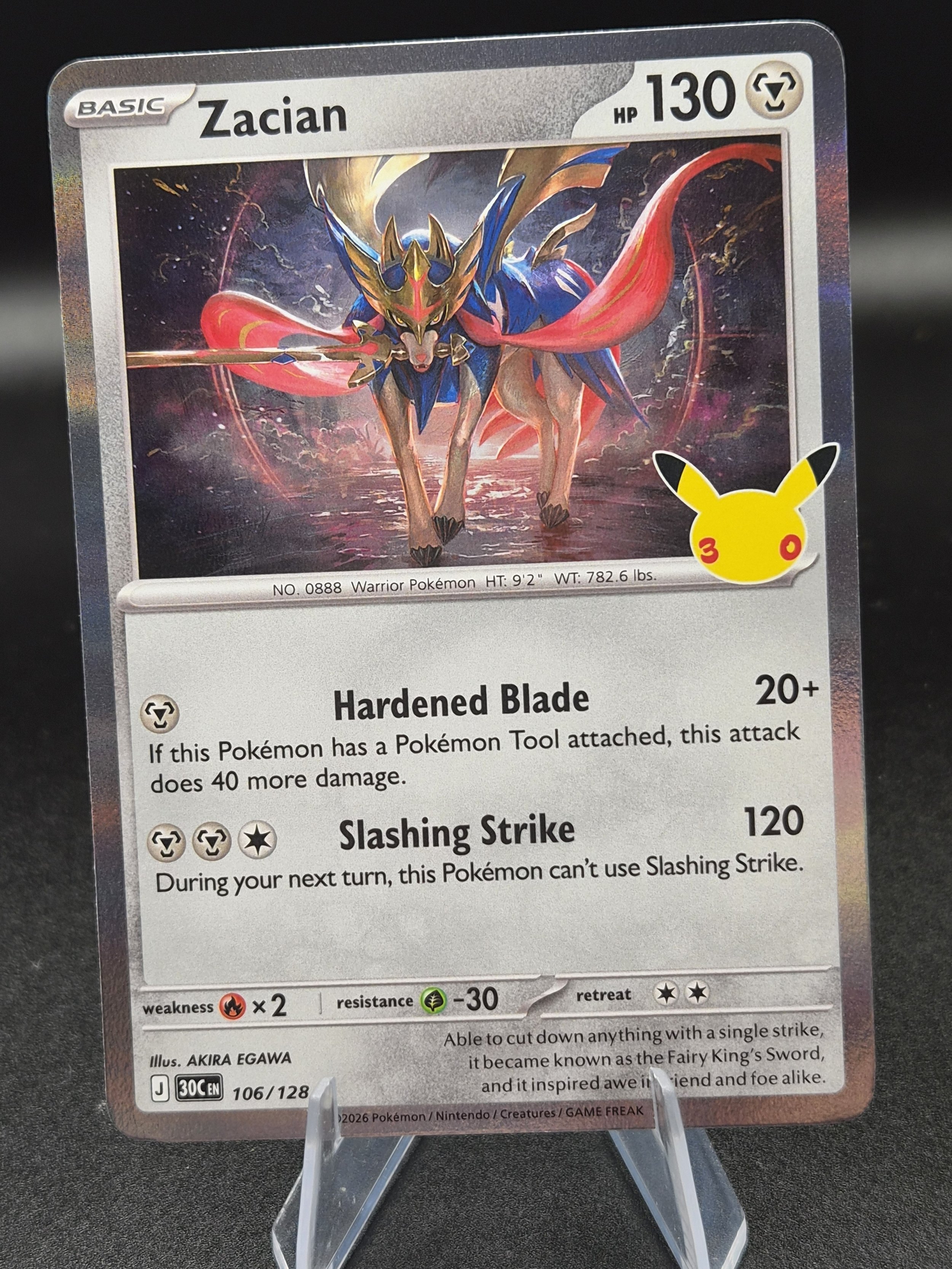 Zacian 106/128 Rare 30th Celebration English Pokémon Card