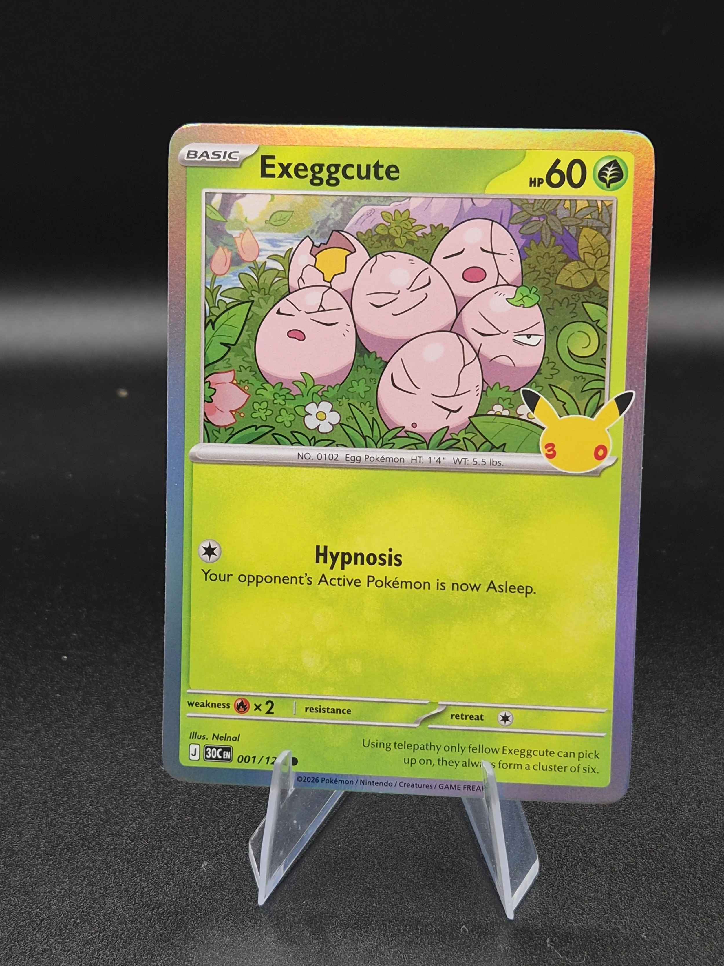 Exeggcute 001/128 30th Celebration English Holo Pokémon Card