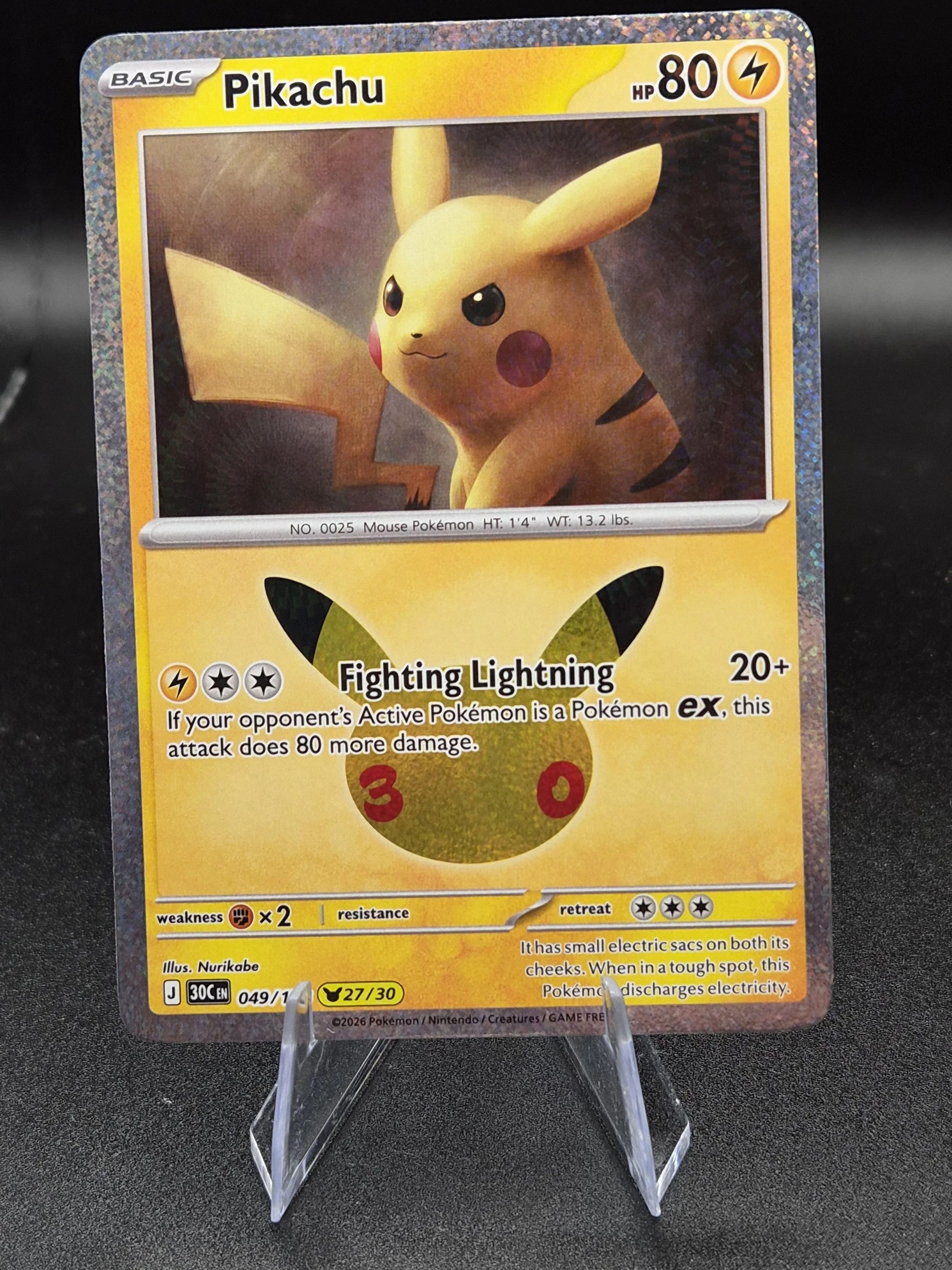 Pikachu 049/128 30th Celebration Holo Pokémon Card