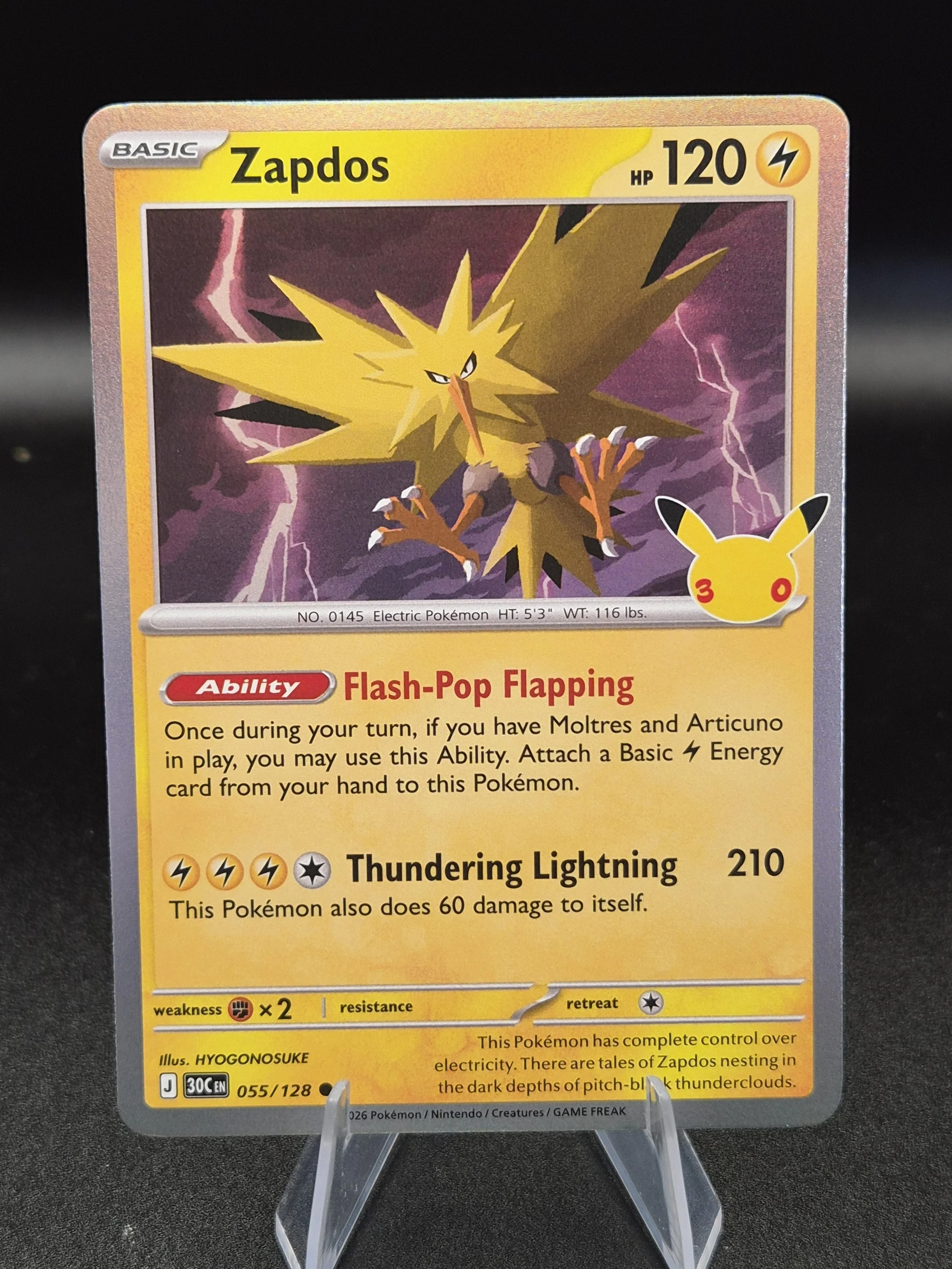 Zapdos 055/128 – 30th Celebration – English Holo