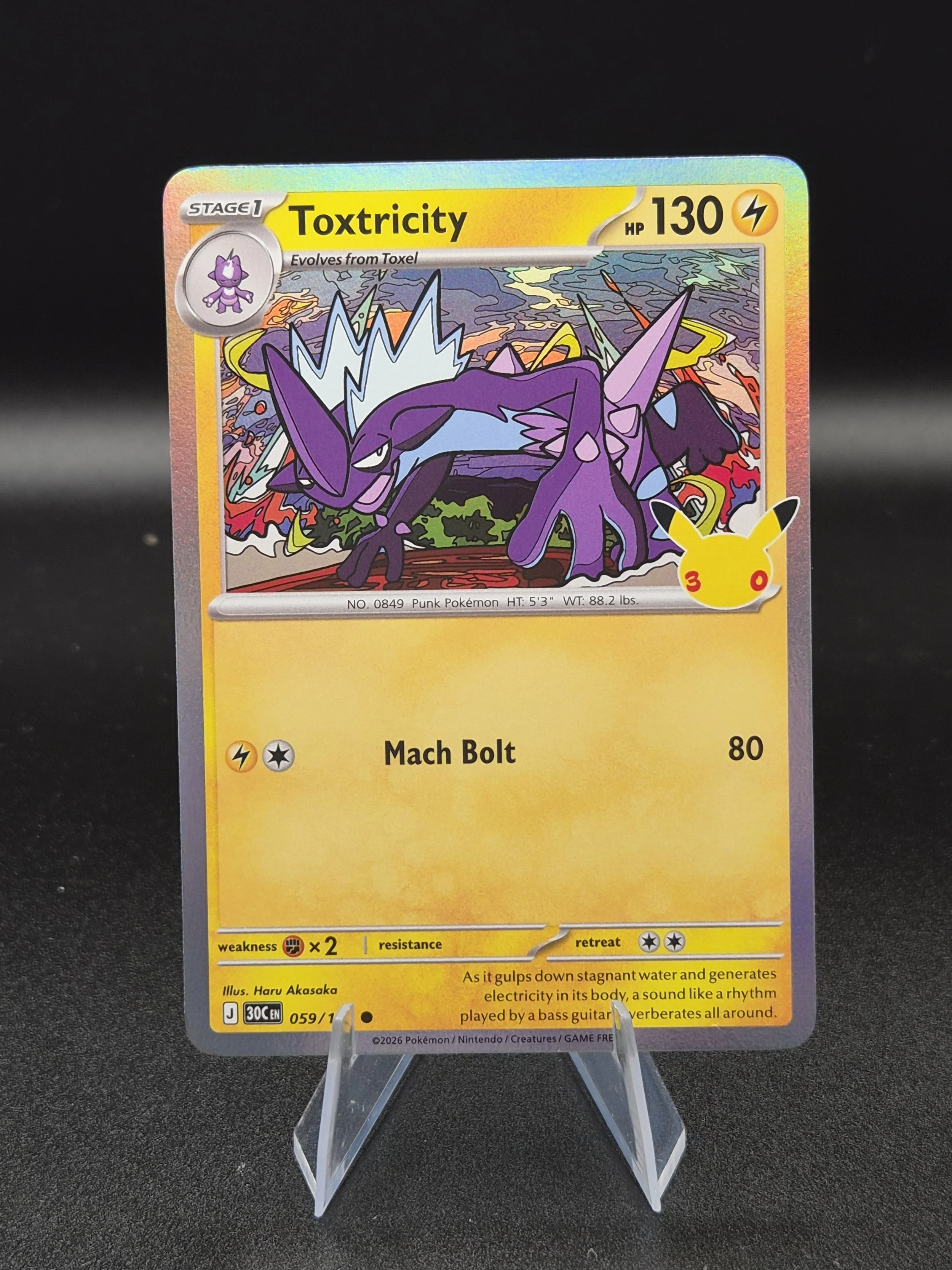 Toxtricity 059/128 30th Celebration English Holo Pokémon Card