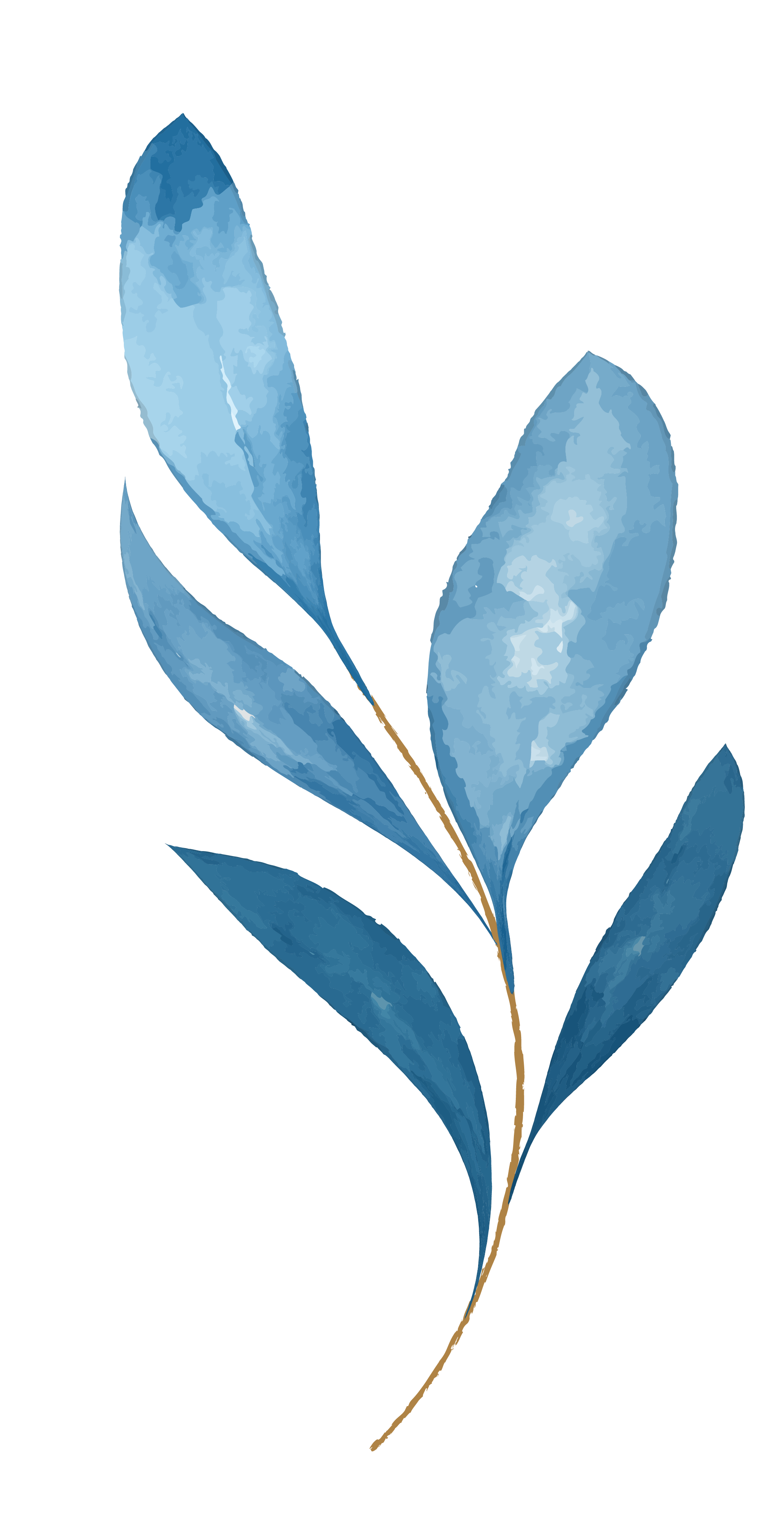 Digital illustration of a branch with blue leaves