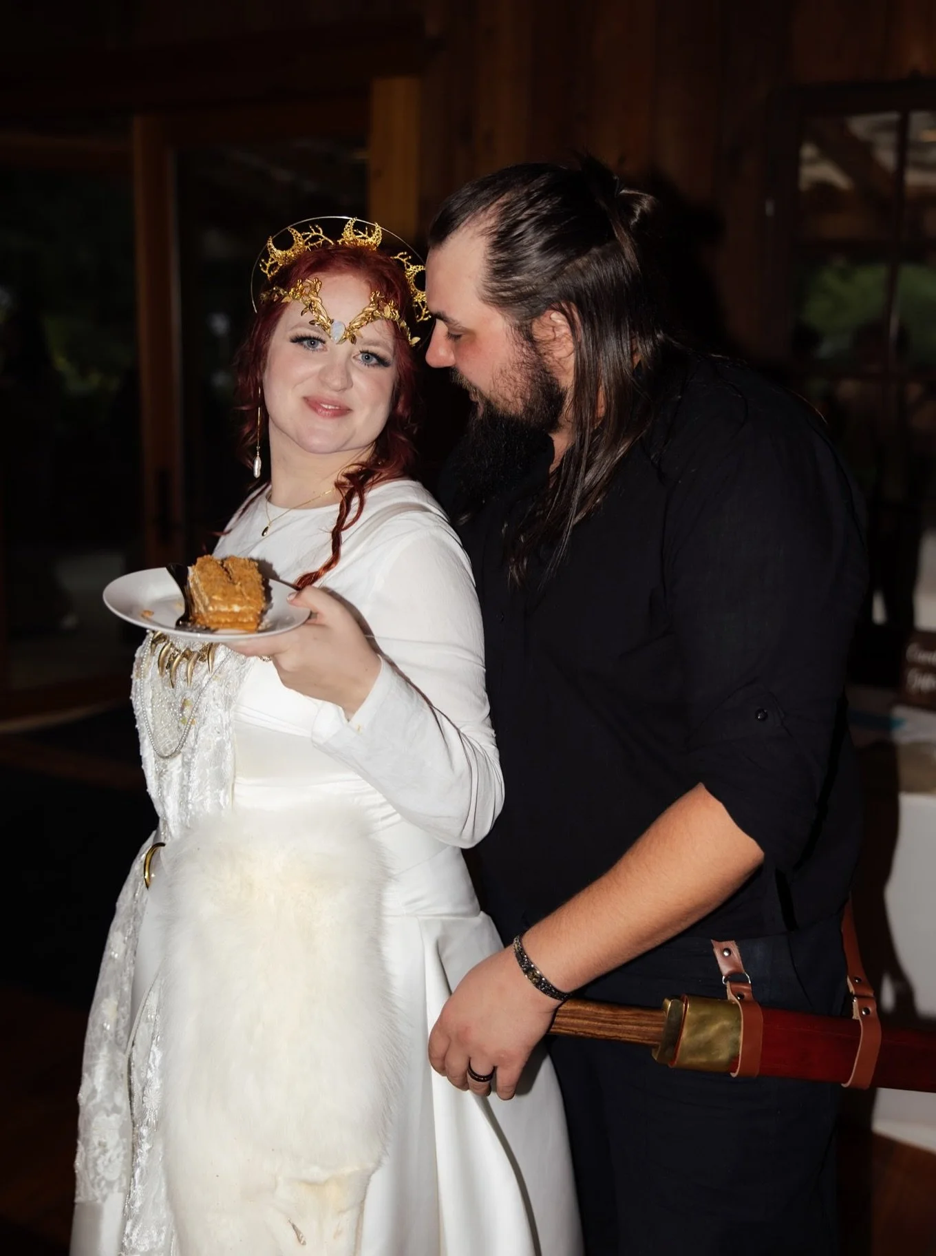 Cutting the cake, Viking style. 

Because a knife just wasn&rsquo;t dramatic enough ✨