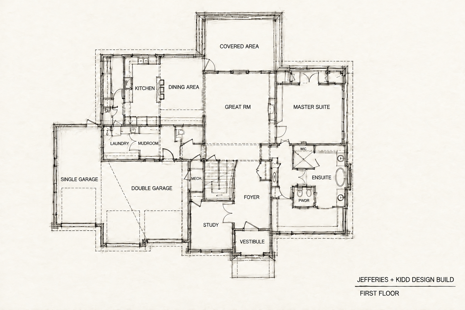 First-floor plan of the Porters Neck modern Tudor