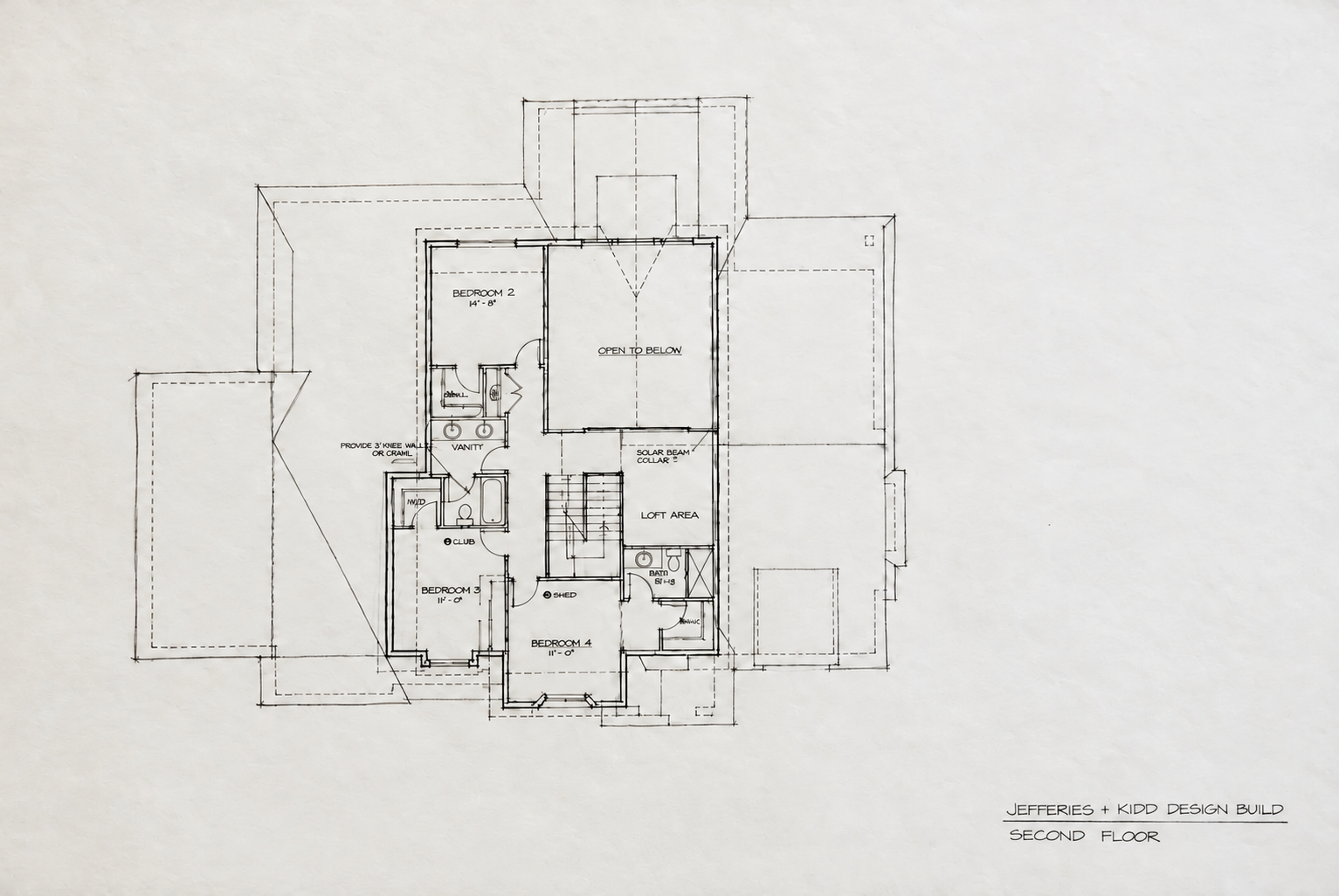 Second-floor plan of the Porters Neck modern Tudor