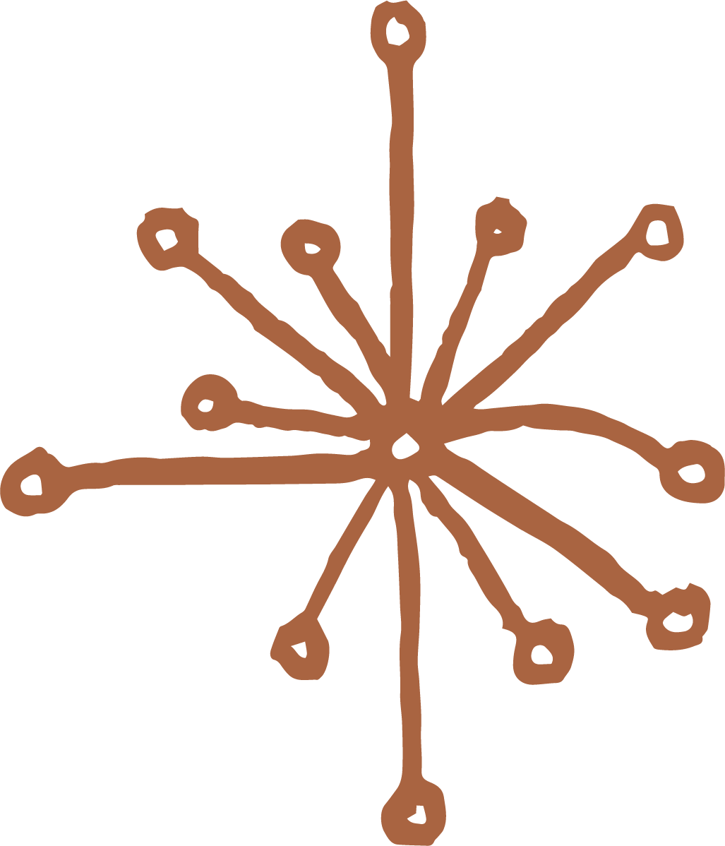 A digital drawing of an orange ember pattern on a black background, with lines radiating outward from a central point, ending in circles.