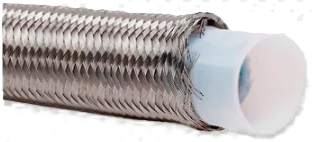 Tubo de aislamiento con recubrimiento de aluminio y un extremo de cerámica blanca.